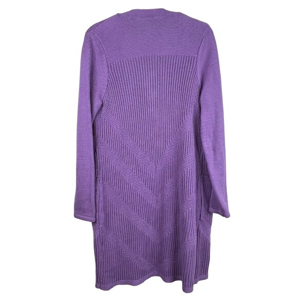 Chico's Cardigan Size 0 Small Mixed Stitch Sweater Cozy Purple Chevron Layering - Picture 2 of 10